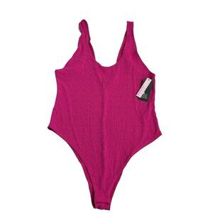 Wild Fable Womens XL Textured Knit Convertible Tank Bodysuit Vibrant Pink
